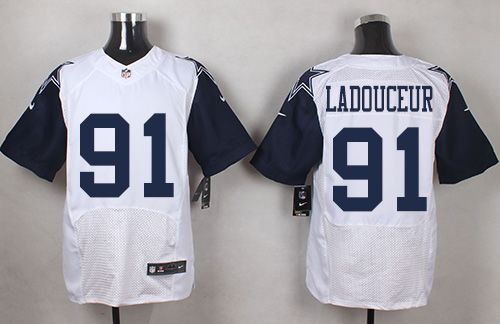 Nike Cowboys #91 L. P. Ladouceur White Mens Stitched NFL Elite Rush Jerseys