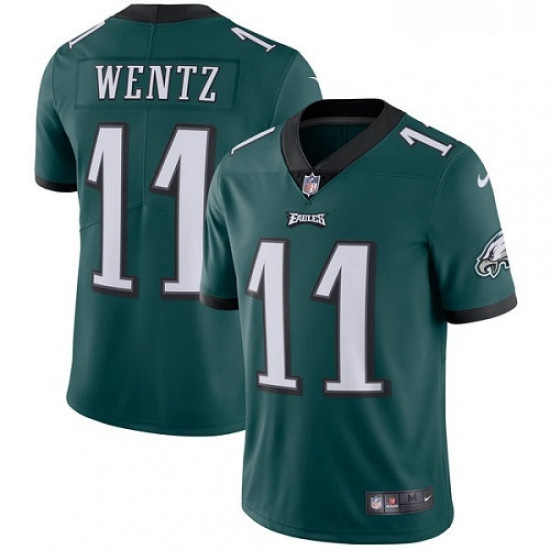 Mens Nike Philadelphia Eagles 11 Carson Wentz Midnight Green Team Color Vapor Untouchable Limited Pl