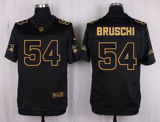 Nike Patriots #54 Tedy Bruschi Black Mens Stitched NFL Elite Pro Line Gold Collection Jersey