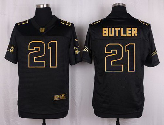 Nike Patriots #21 Malcolm Butler Black Mens Stitched NFL Elite Pro Line Gold Collection Jersey