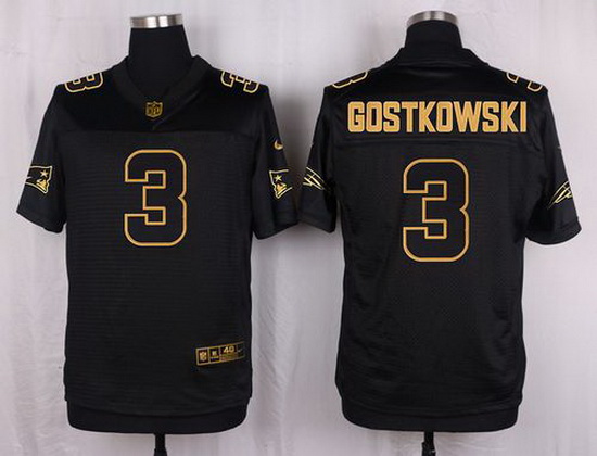 Nike Patriots #3 Stephen Gostkowski Black Mens Stitched NFL Elite Pro Line Gold Collection Jersey