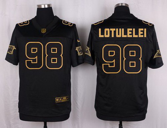 Nike Panthers #98 Star Lotulelei Black Mens Stitched NFL Elite Pro Line Gold Collection Jersey