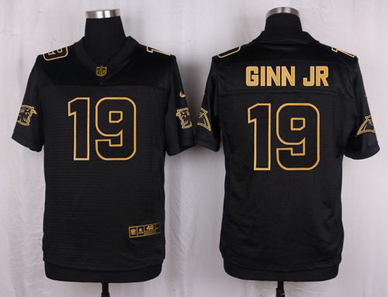Nike Panthers #19 Ted Ginn Jr Black Mens Stitched NFL Elite Pro 