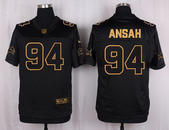 Nike Lions #94 Ziggy Ansah Black Mens Stitched NFL Elite Pro Line Gold Collection Jer