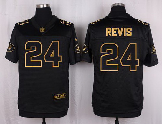 Nike Jets #24 Darrelle Revis Black Mens Stitched NFL Elite Pro Line Gold Collection Jersey