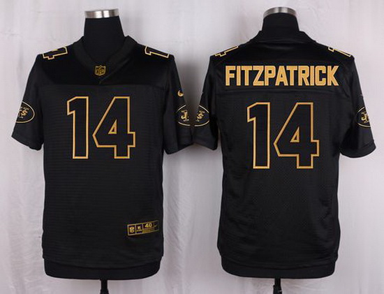 Nike Jets #14 Ryan Fitzpatrick Black Mens Stitched NFL Elite Pro Line Gold Collection Jersey