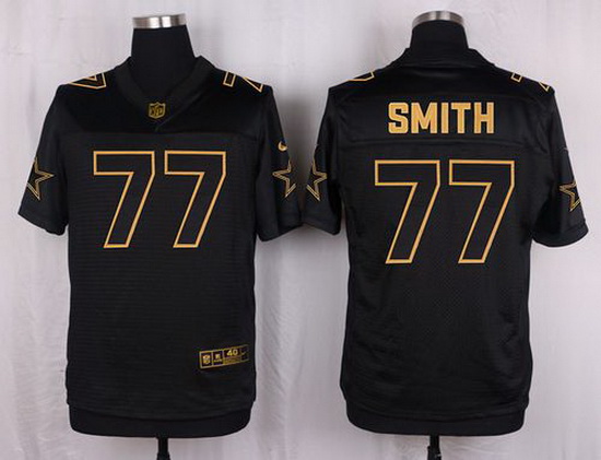 Nike Cowboys #77 Tyron Smith Black Mens Stitched NFL Elite Pro L