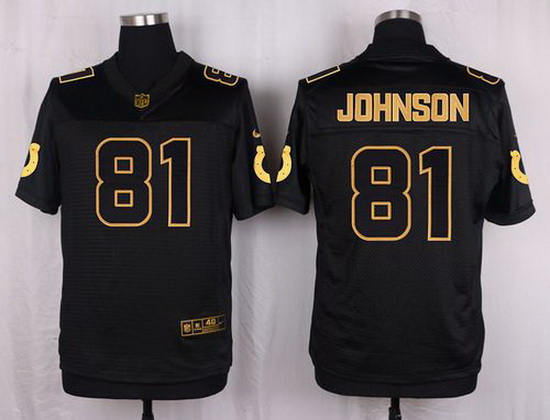 Nike Colts #81 Andre Johnson Black Mens Stitched NFL Elite Pro Line Gold Collection Jersey