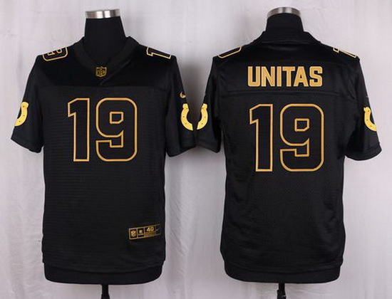 Nike Colts #19 Johnny Unitas Black Mens Stitched NFL Elite Pro L