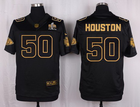 Nike Chiefs #50 Justin Houston Black Mens Stitched NFL Elite Pro Line Gold Collection Jersey