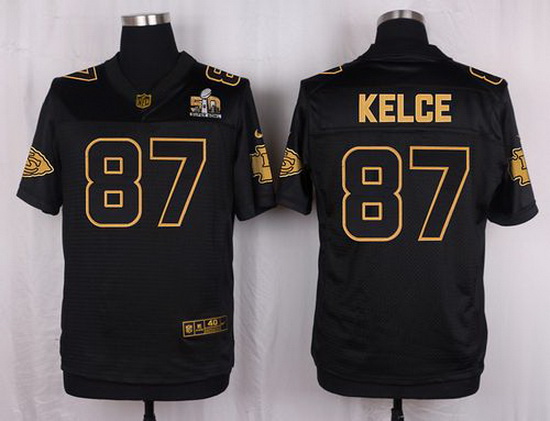 Nike Chiefs #87 Travis Kelce Black Mens Stitched NFL Elite Pro L