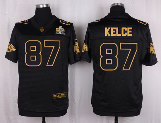 Nike Chiefs #87 Travis Kelce Black Mens Stitched NFL Elite Pro Line Gold Collection Jersey