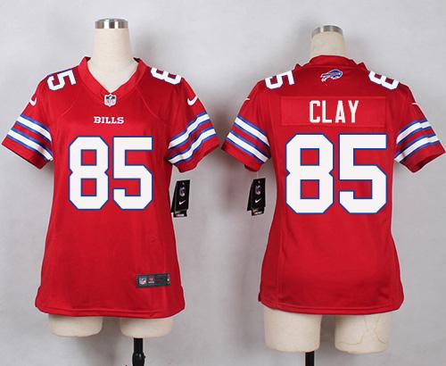 Nike Bills #85 Charles Clay Red Womens Stitched NFL Limited Rush