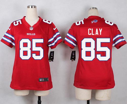 Nike Bills #85 Charles Clay Red Womens Stitched NFL Limited Rush Jersey