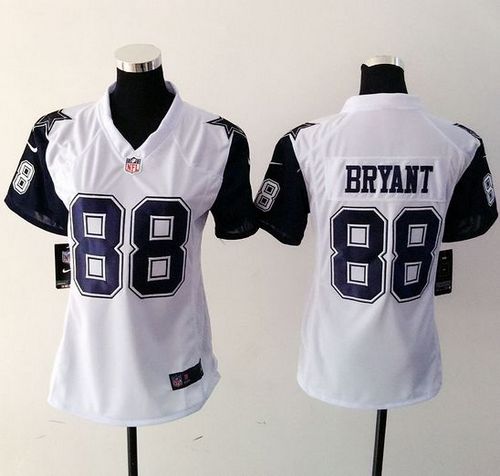 Nike Cowboys #88 Dez Bryant White Womens Stitched NFL Elite Rush Jersey