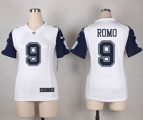 Nike Cowboys 9 Tony Romo White Womens Stitched NFL Elite Rush Je