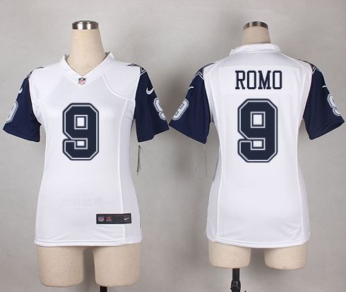 Nike Cowboys 9 Tony Romo White Womens Stitched NFL Elite Rush Jersey