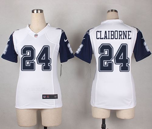 Nike Cowboys 24 Morris Claiborne White Womens Stitched NFL Elite Rush Jersey