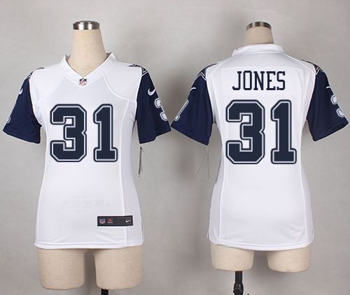 Nike Cowboys 31 Byron Jones White Womens Stitched NFL Elite Rush Jersey