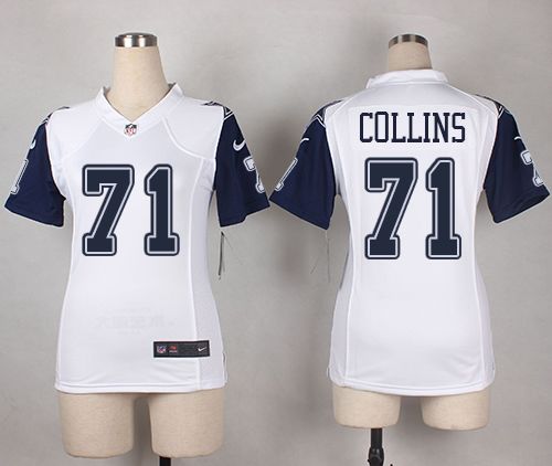 Nike Cowboys 71 Lael Collins White Womens Stitched NFL Elite Rush Jersey