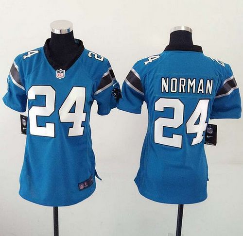 Nike Panthers #24 Josh Norman Blue Alternate Womens Stitched NFL Elite Jersey