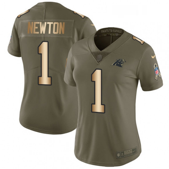 Womens Nike Carolina Panthers 1 Cam Newton Limited OliveGold 201