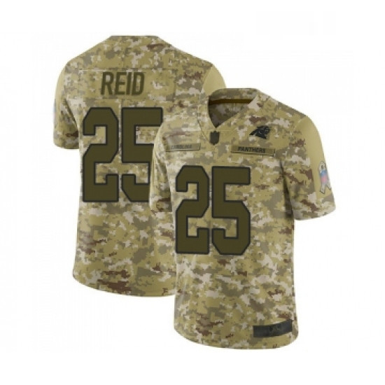 Mens Carolina Panthers 25 Eric Reid Limited Camo 2018 Salute to Service Football Jersey