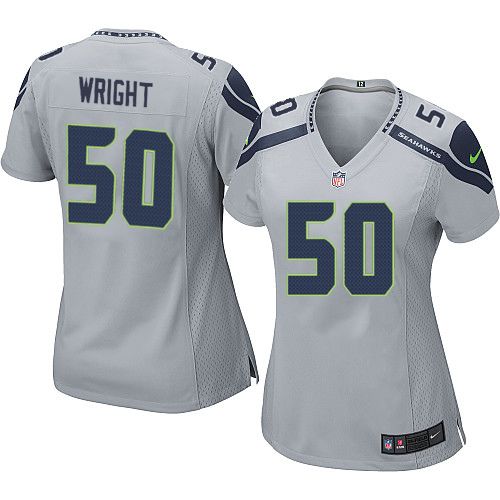 Nike Seahawks #50 K J  Wright Grey Alternate Womens Stitched NFL