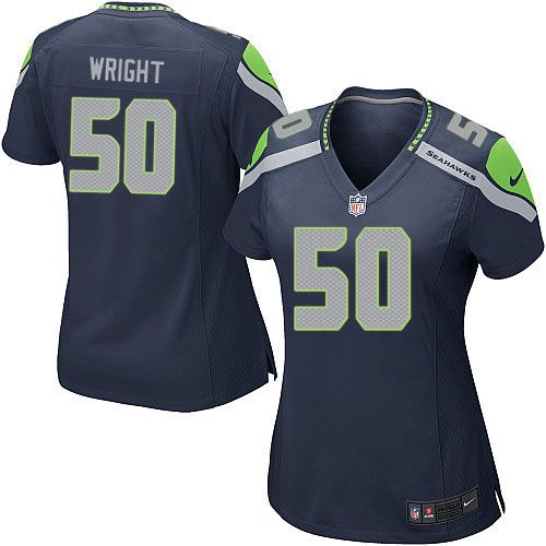 Nike Seahawks #50 K J  Wright Steel Blue Team Color Womens Stitched NFL Elite Jersey