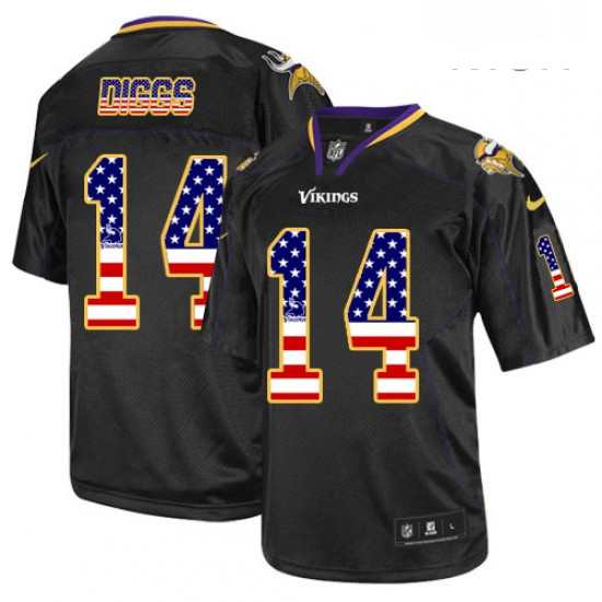 Mens Nike Minnesota Vikings 14 Stefon Diggs Elite Black USA Flag