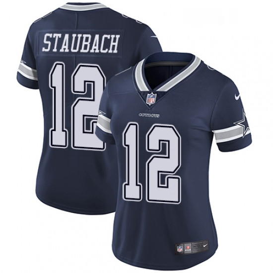 Womens Nike Dallas Cowboys 12 Roger Staubach Navy Blue Team Color Vapor Untouchable Limited Player N