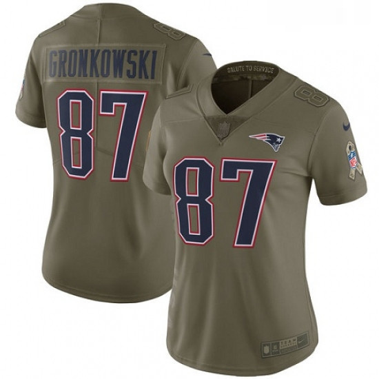 Womens Nike New England Patriots 87 Rob Gronkowski Limited Olive
