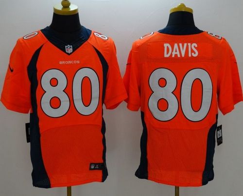 Nike Broncos #80 Vernon Davis Orange Team Color Mens Stitched NFL New Elite Jersey