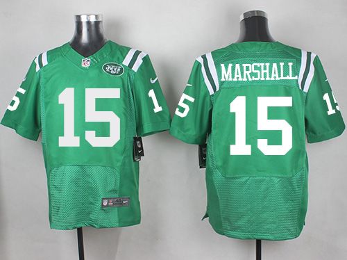 Nike Jets 15 Brandon Marshall Green Mens Stitched NFL Elite Rush