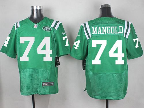 Nike Jets 74 Nick Mangold Green Mens Stitched NFL Elite Rush Jer