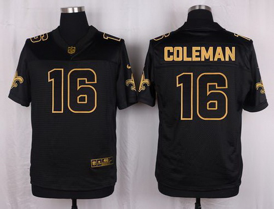 Nike Saints #16 Brandon Coleman Black Mens Stitched NFL Elite Pro Line Gold Collection Jersey