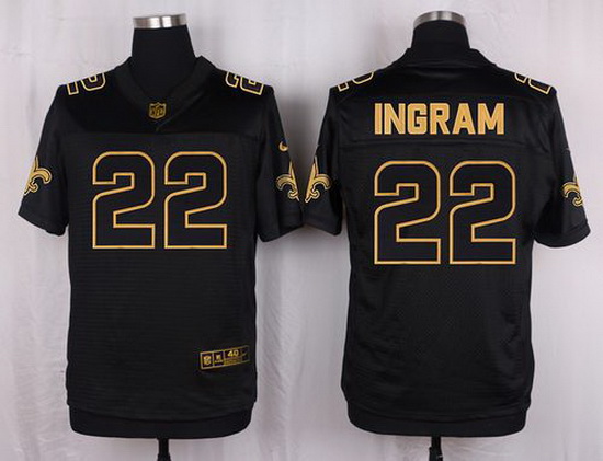 Nike Saints #22 Mark Ingram Black Mens Stitched NFL Elite Pro Line Gold Collection Jersey