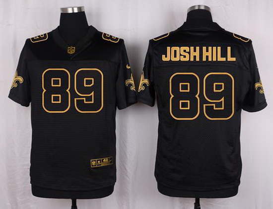 Nike Saints #89 Josh Hill Black Mens Stitched NFL Elite Pro Line Gold Collection Jersey