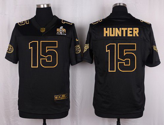 Nike Titans #15 Justin Hunter Black Mens Stitched NFL Elite Pro Line Gold Collection Jersey