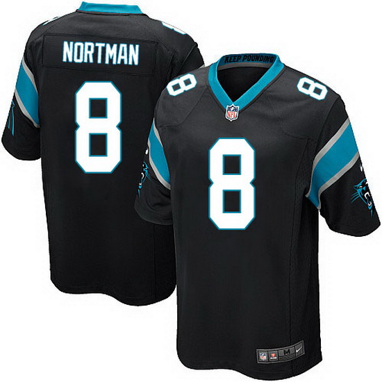 Nike Panthers #8 Brad Nortman Black Team Color Mens Stitched NFL