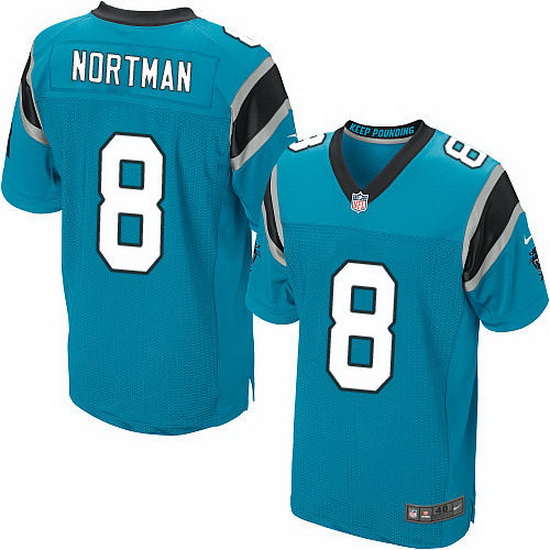 Nike Panthers #8 Brad Nortman Blue Team Color Mens Stitched NFL Elite Jersey