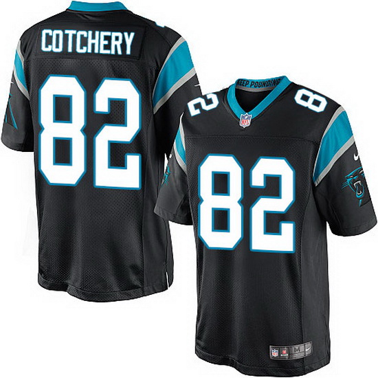 Nike Panthers #82 Jerricho Cotchery Black Team Color Mens Stitch