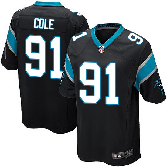 Nike Panthers #91 Colin Cole Black Team Color Mens Stitched NFL 