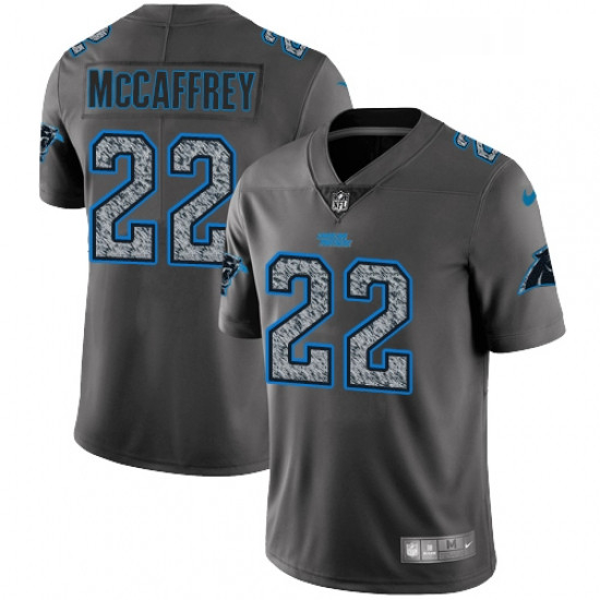 Mens Nike Carolina Panthers 22 Christian McCaffrey Gray Static V