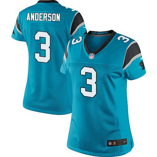 Nike Panthers #3 Derek Anderson Blue Team Color Women Stitched NFL Jersey