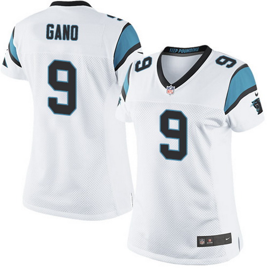 Nike Panthers #9 Graham Gano White Team Color Women Stitched NFL Jersey