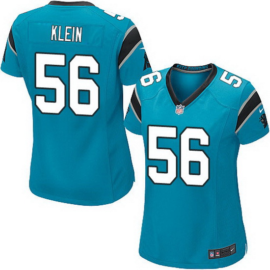 Nike Panthers #56 A.J. Klein Blue Team Color Women Stitched NFL Jersey