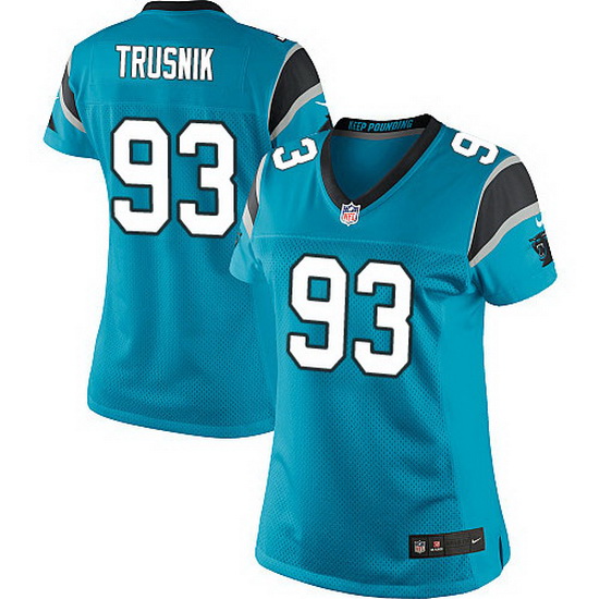 Nike Panthers #93 Jason Trusnik Blue Team Color Women Stitched NFL Jersey