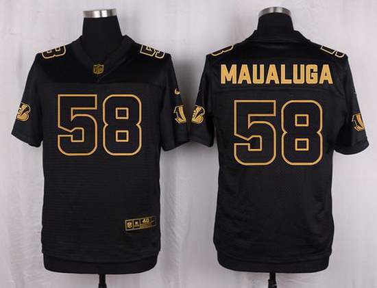 Nike Bengals #58 Rey Maualuga Black Mens Stitched NFL Elite Pro Line Gold Collection Jersey