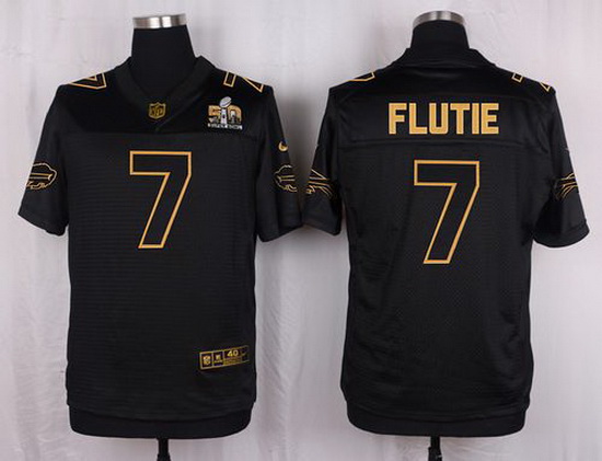 Nike Bills #7 Doug Flutie Black Mens Stitched NFL Elite Pro Line Gold Collection Jersey